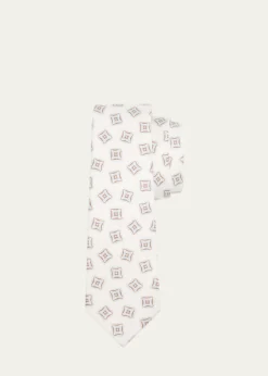 KitonMen's Geometric Square Silk 7-Fold Tie