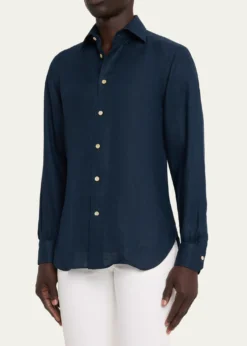 KitonMen's Linen Button-Down Shirt
