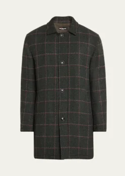 KitonMen's Loden Cashmere Windowpane Car Coat