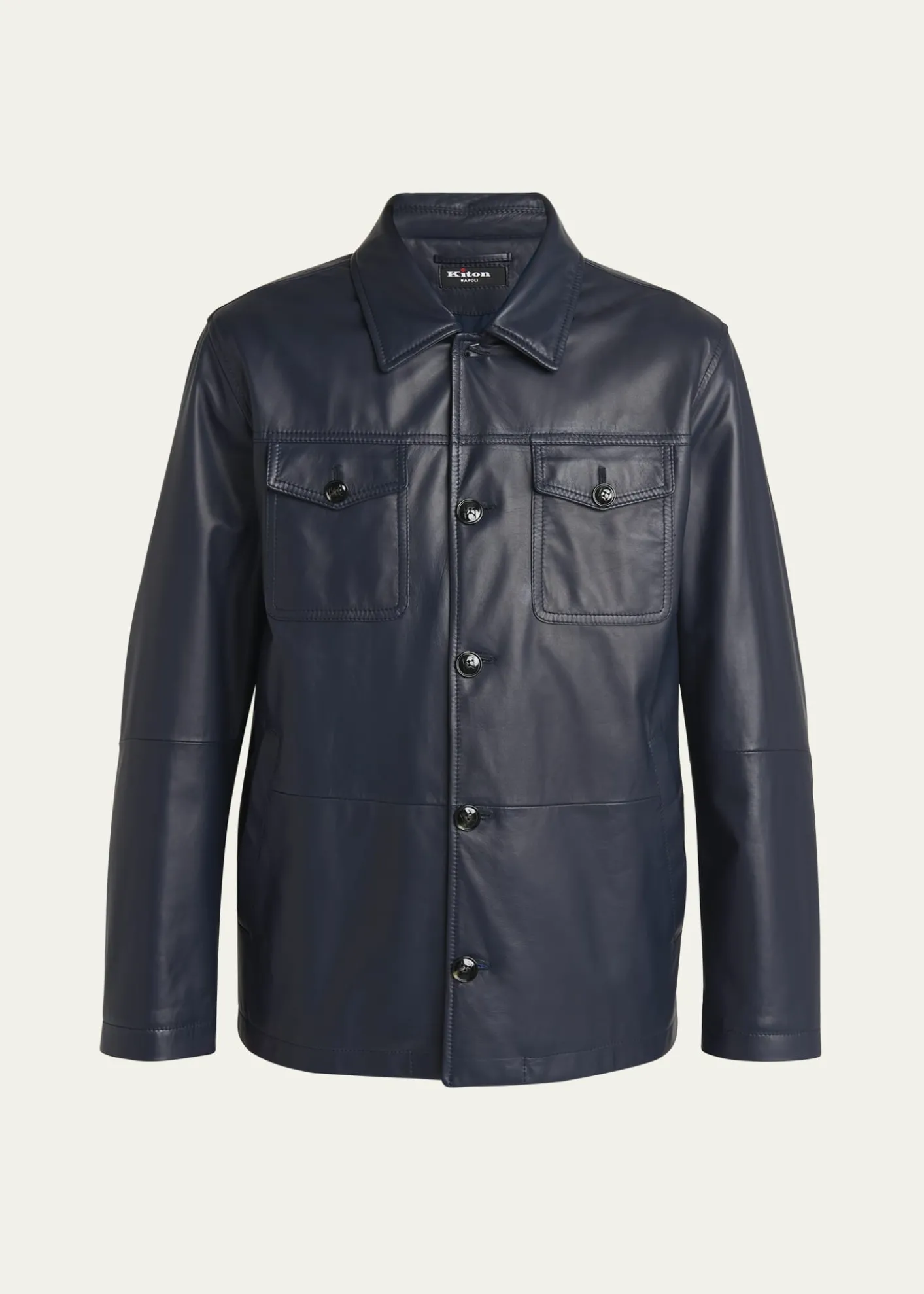 KitonMen's Loden Napa Leather Shirt Jacket