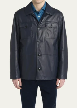 KitonMen's Loden Napa Leather Shirt Jacket