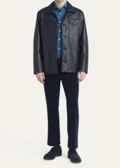 KitonMen's Loden Napa Leather Shirt Jacket