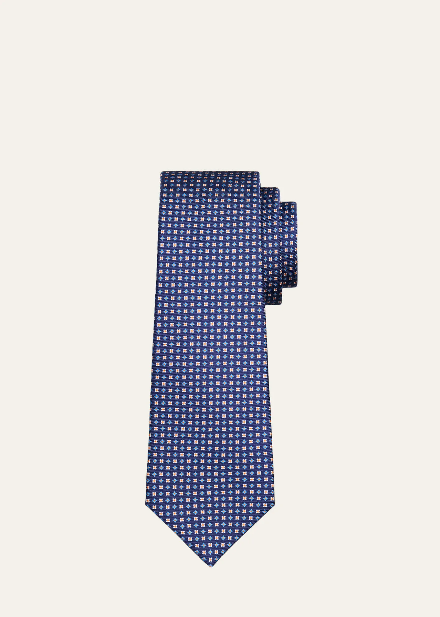 KitonMen's Micro-Floral Silk 7-Fold Tie