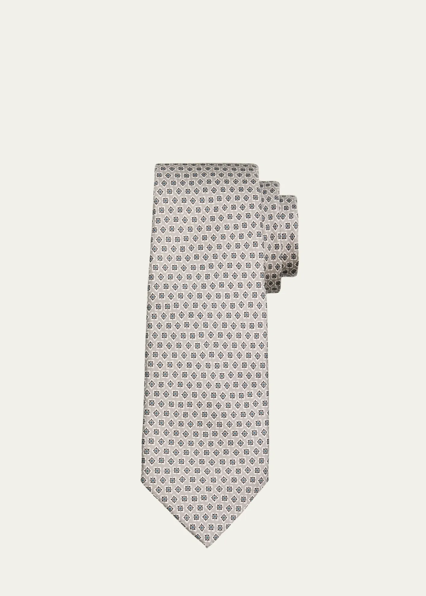 KitonMen's Micro-Geometric Silk 7-Fold Tie