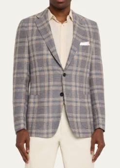 KitonMen's Plaid Cashmere and Linen Single-Breasted Sport Coat