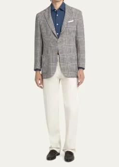KitonMen's Prince of Wales Cashmere and Linen Sport Coat