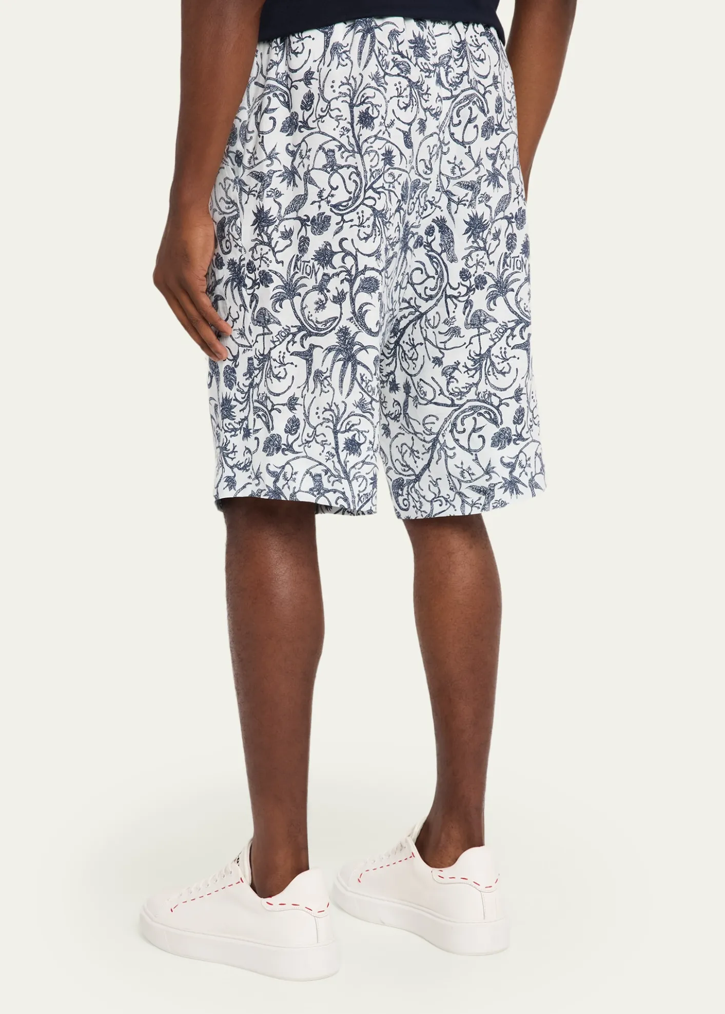 KitonMen's Printed Linen Drawstring Shorts