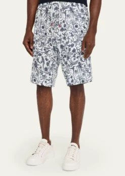 KitonMen's Printed Linen Drawstring Shorts
