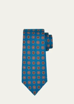 KitonMen's Round Medallion Silk 7-Fold Tie