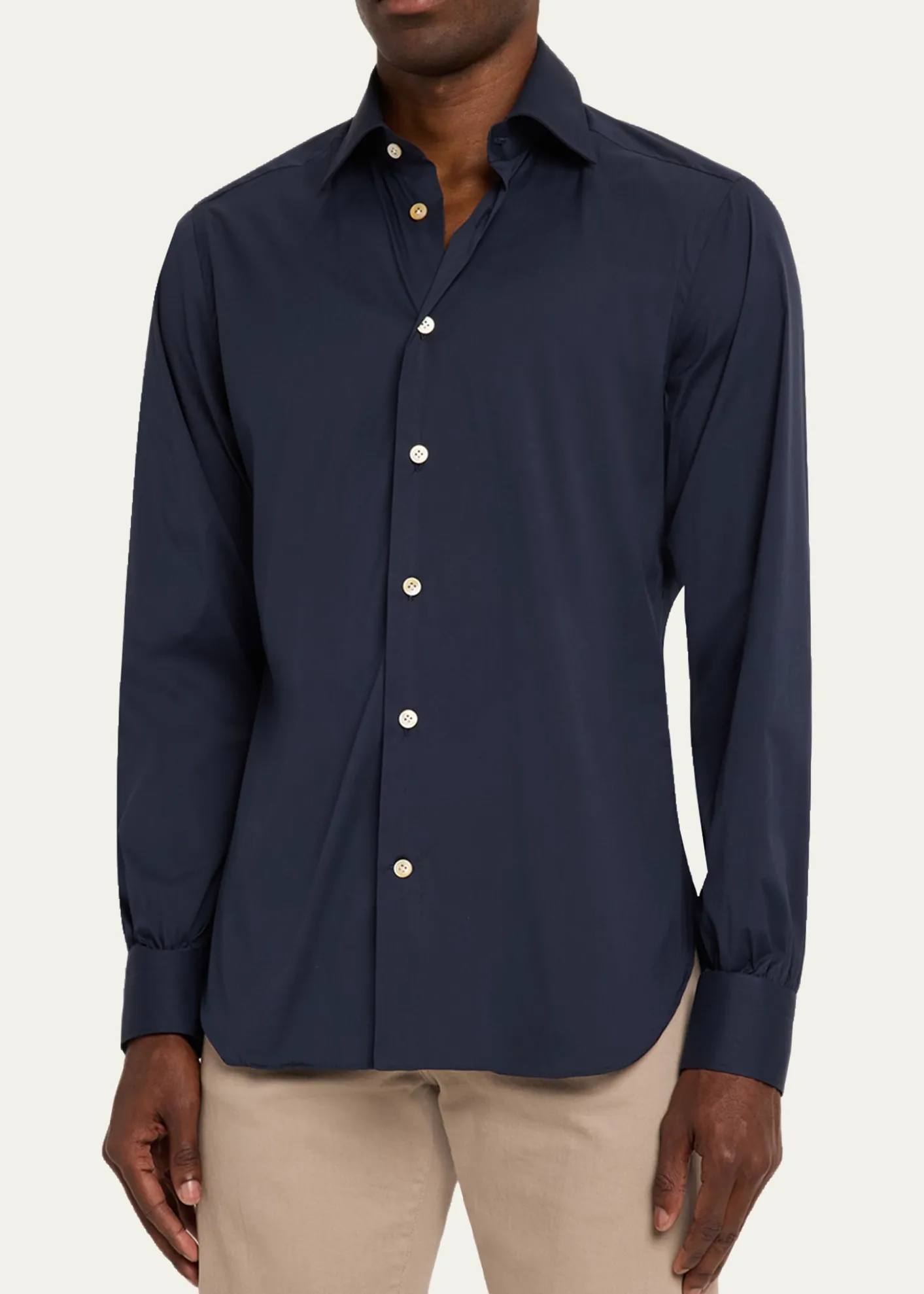 KitonMen's Solid Cotton Sport Shirt