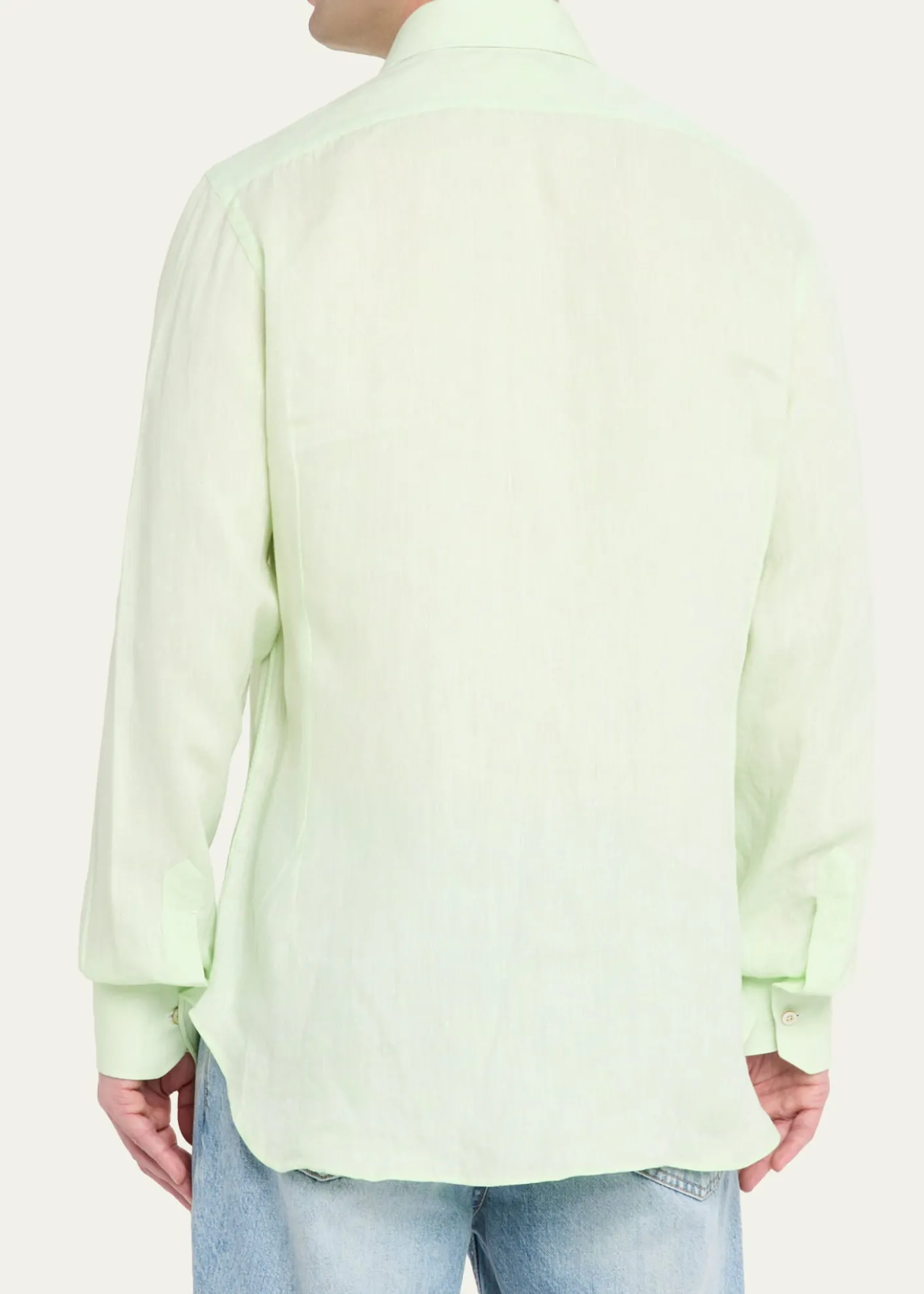 KitonMen's Solid Linen Button-Down Shirt with Mother-Of-Pearl