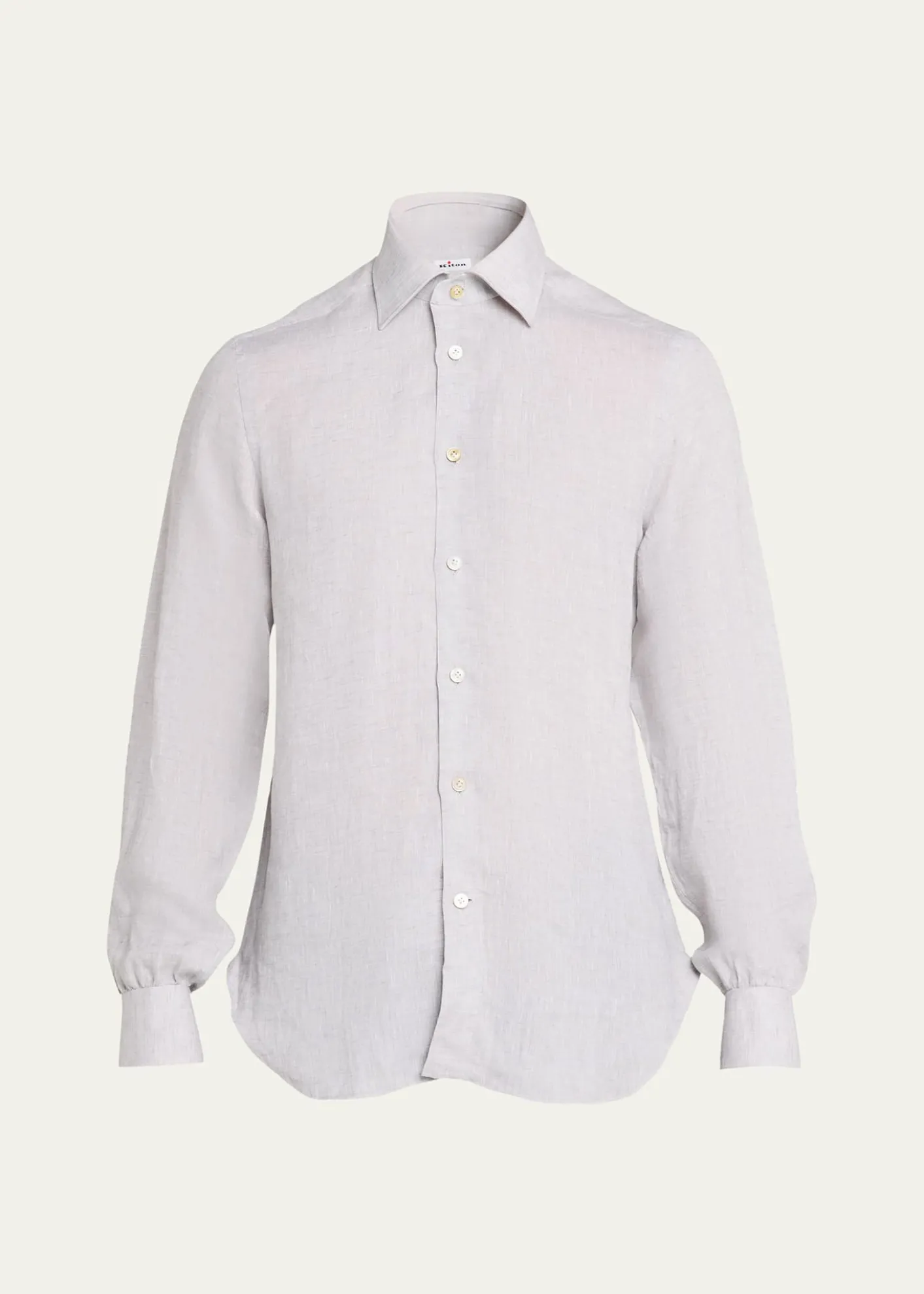 KitonMen's Solid Linen Button-Down Shirt with Mother-Of-Pearl