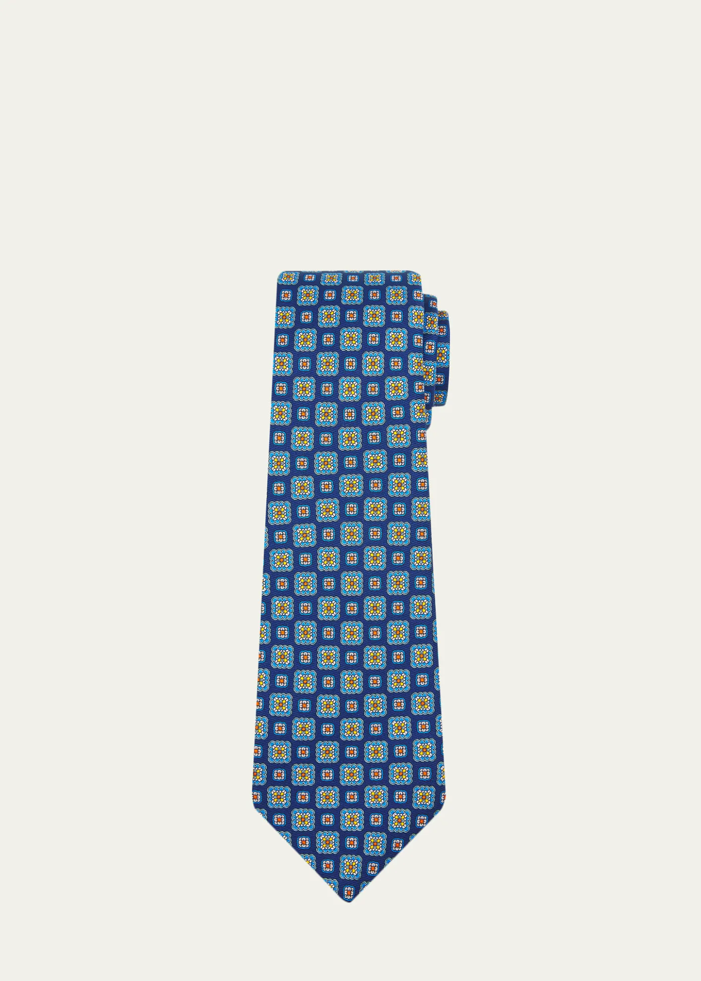 KitonMen's Square Medallion Silk 7-Fold Tie