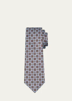 KitonMen's Square Medallion Silk 7-Fold Tie
