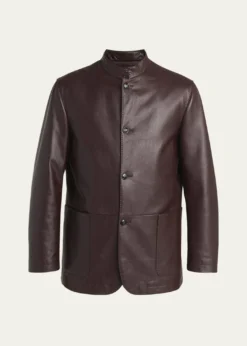KitonMen's Stand-Collar Leather Jacket