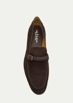 KitonMen's Suede Braided Leather-Bit Loafers