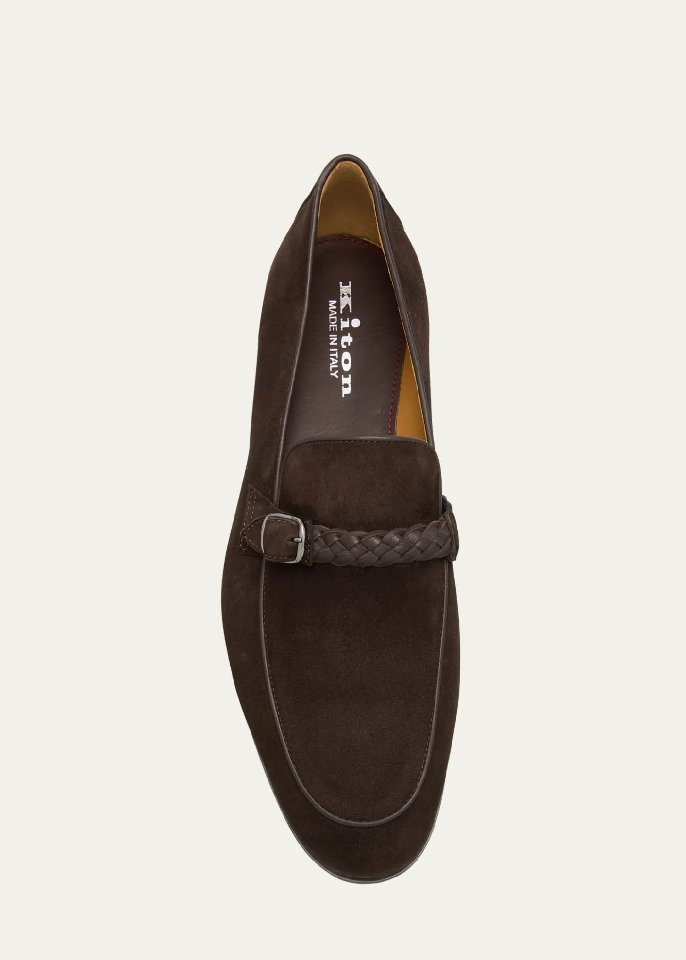 KitonMen's Suede Braided Leather-Bit Loafers
