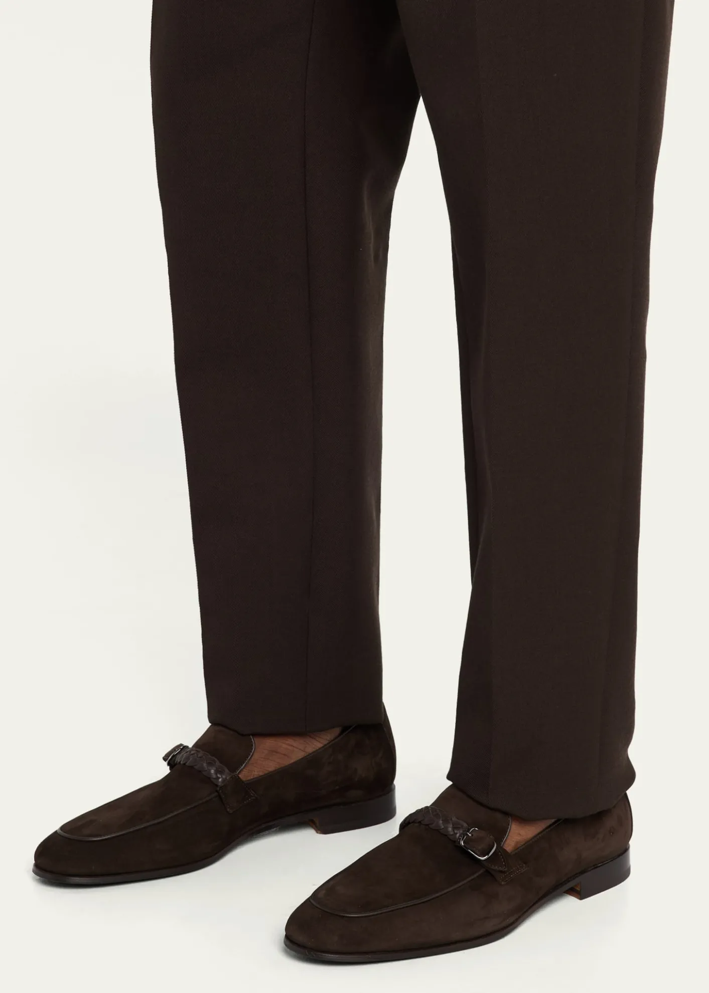 KitonMen's Suede Braided Leather-Bit Loafers