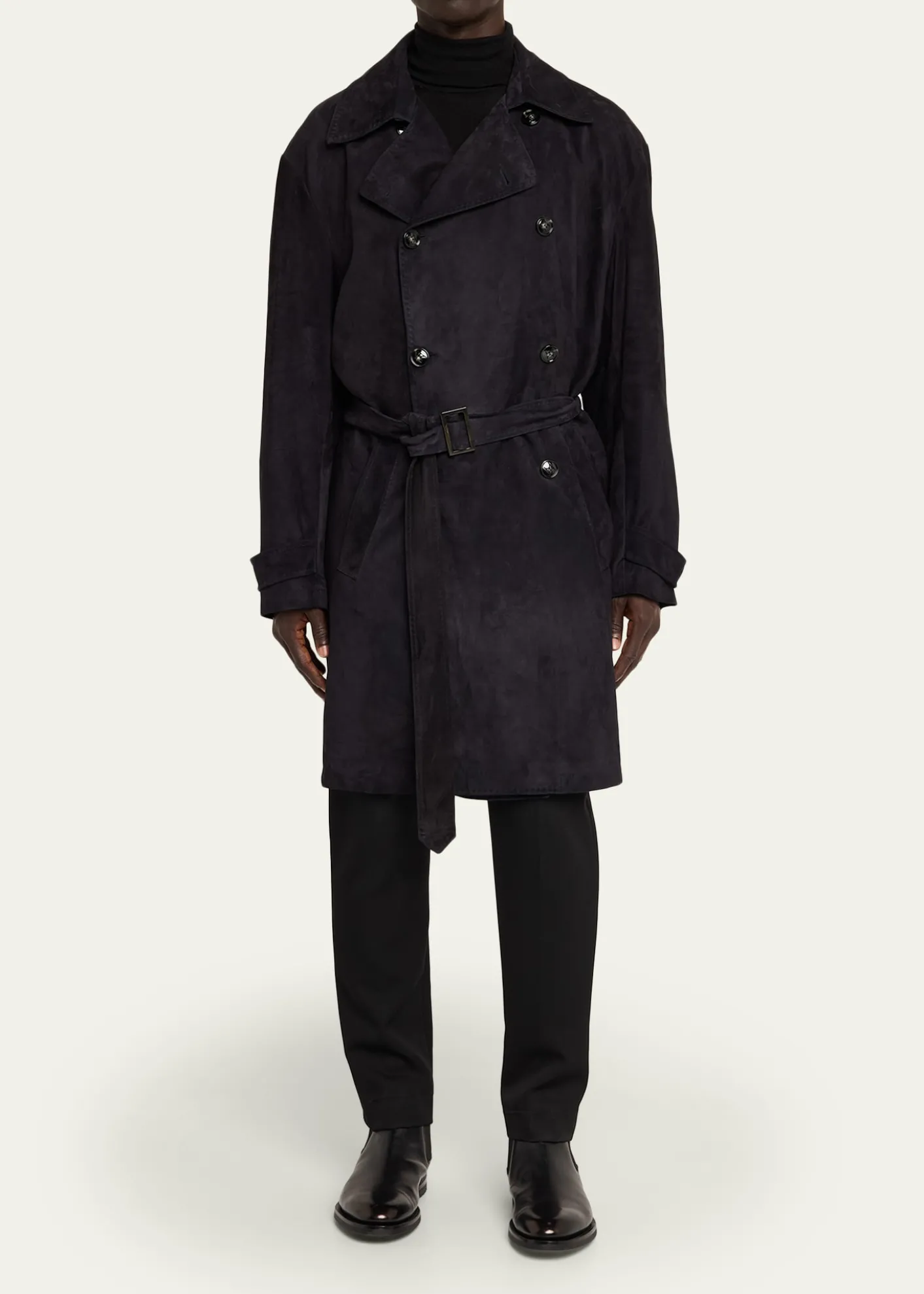 KitonMen's Suede Double-Breasted Trench Coat