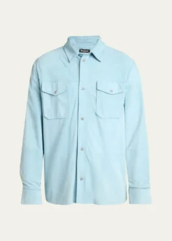 KitonMen's Suede Snap-Front Shirt