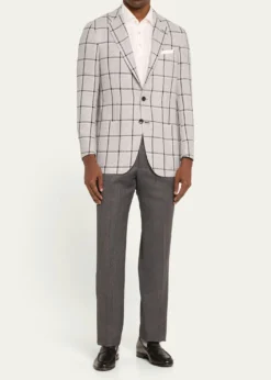 KitonMen's Textured Grey Suit Trousers
