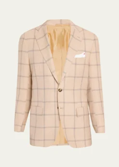 KitonMen's Windowpane Cashmere Single-Breasted Sport Coat