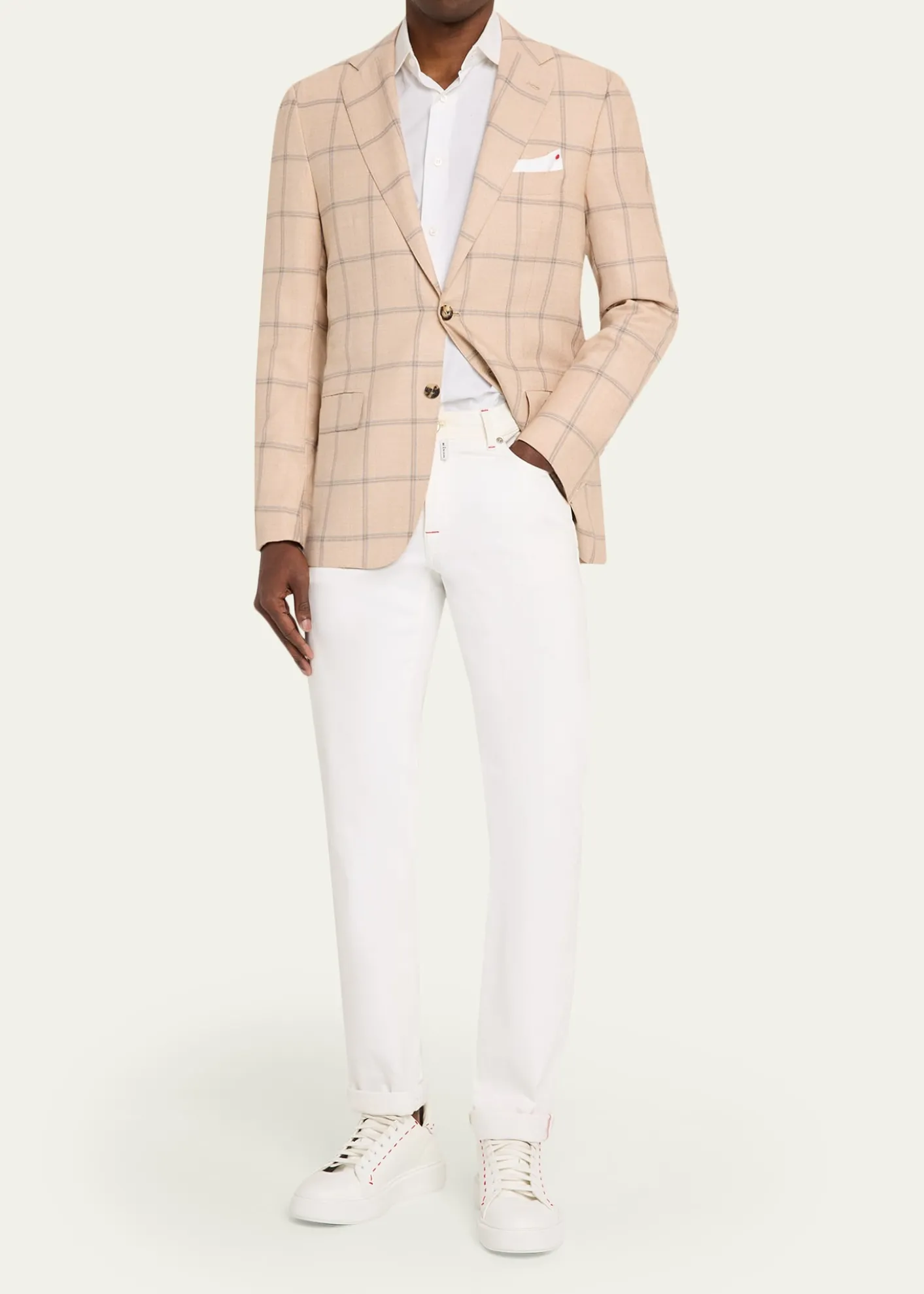 KitonMen's Windowpane Cashmere Single-Breasted Sport Coat