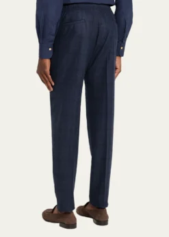 KitonMen's Windowpane Pleated Stretch Pants