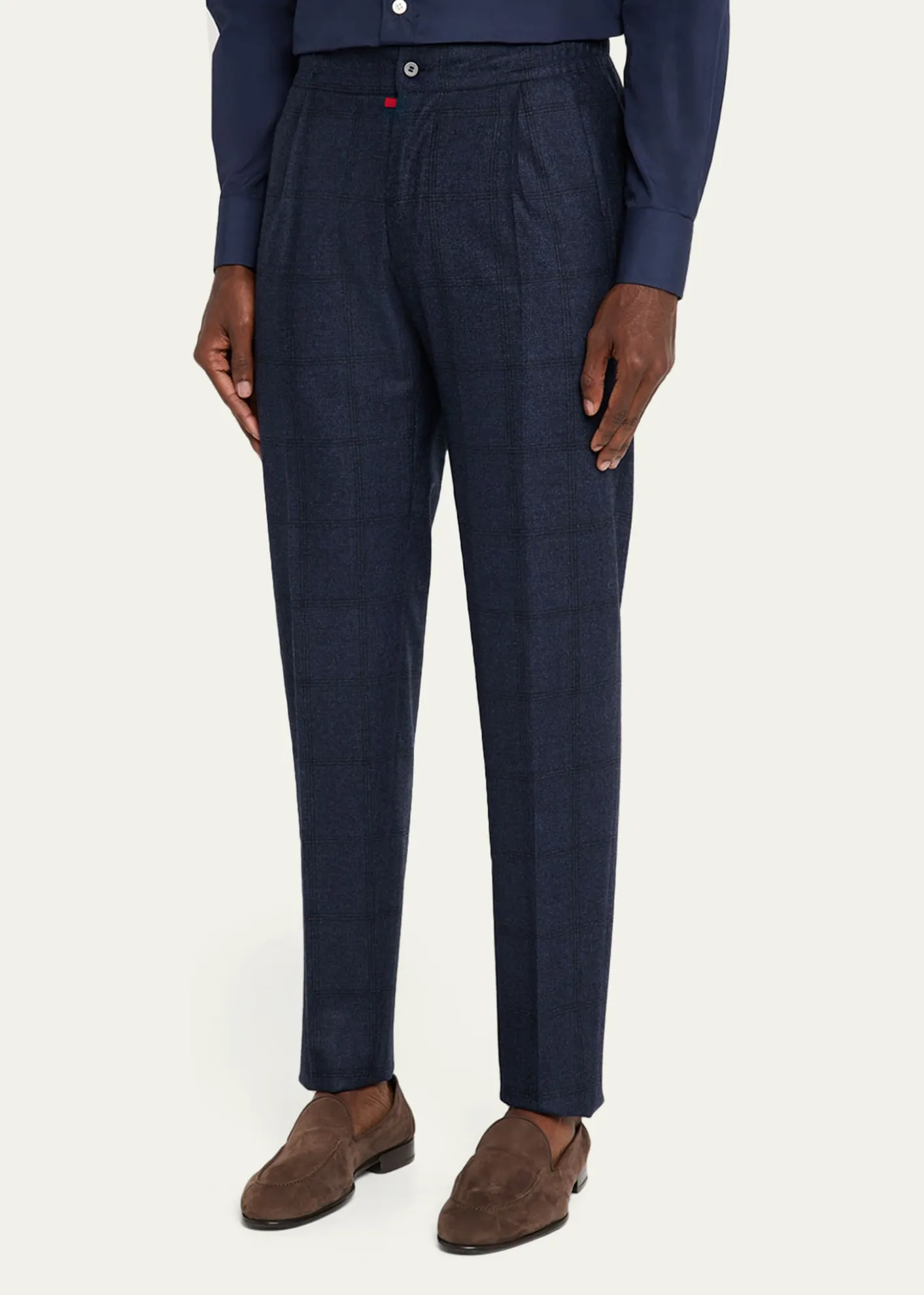 KitonMen's Windowpane Pleated Stretch Pants