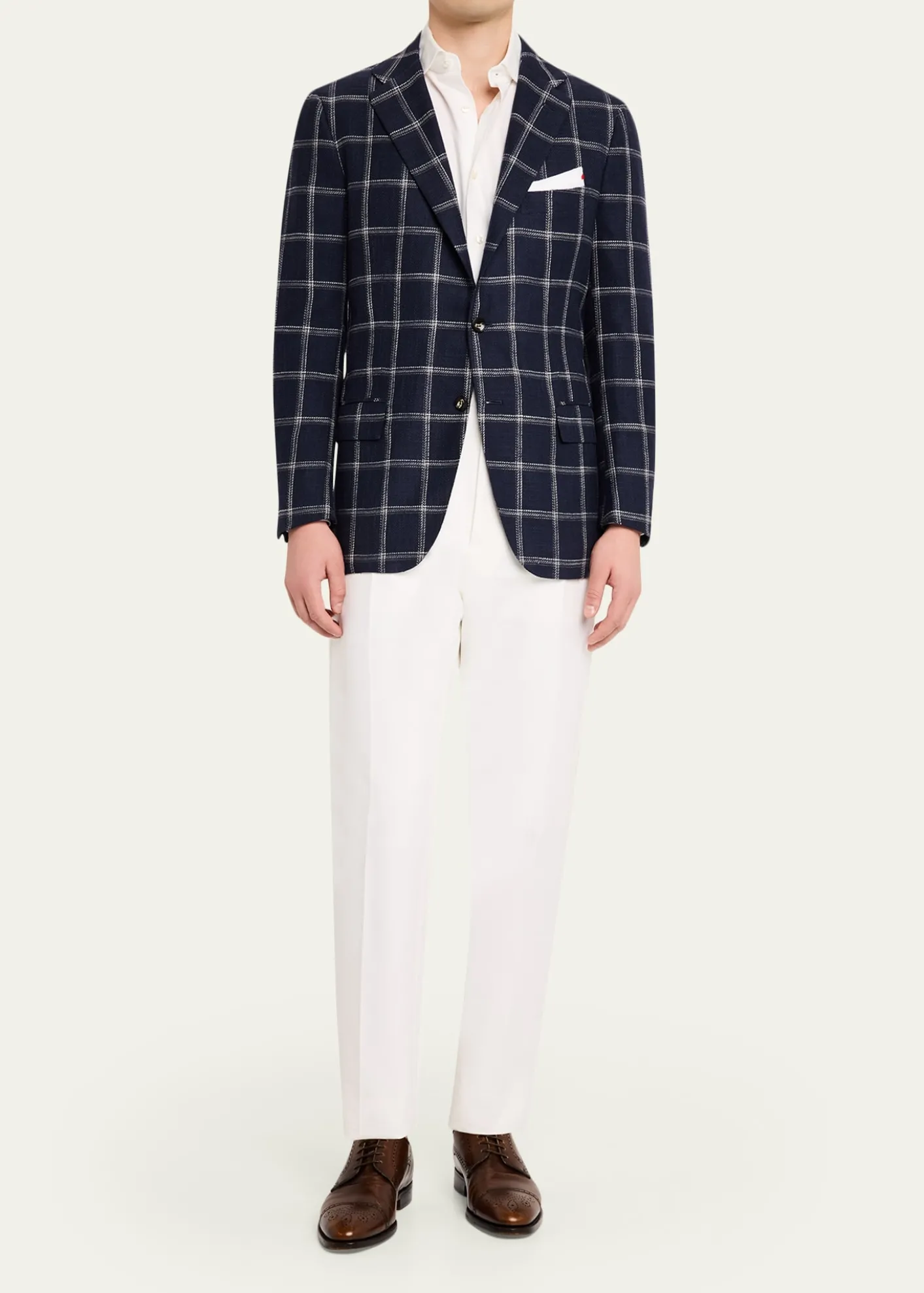 KitonMen's Windowpane Silk, Cotton and Cashmere Sport Coat