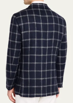 KitonMen's Windowpane Silk, Cotton and Cashmere Sport Coat