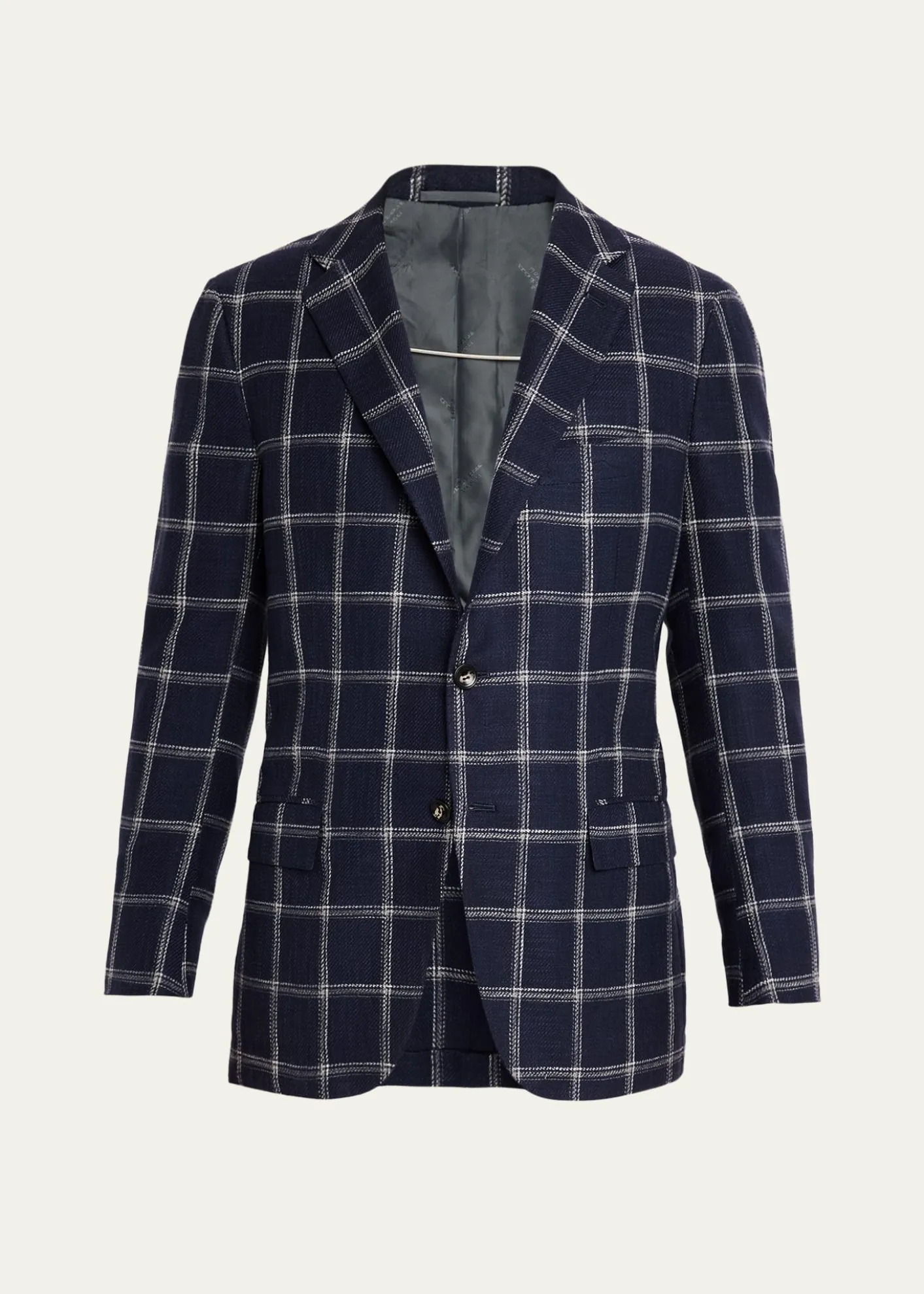 KitonMen's Windowpane Silk, Cotton and Cashmere Sport Coat