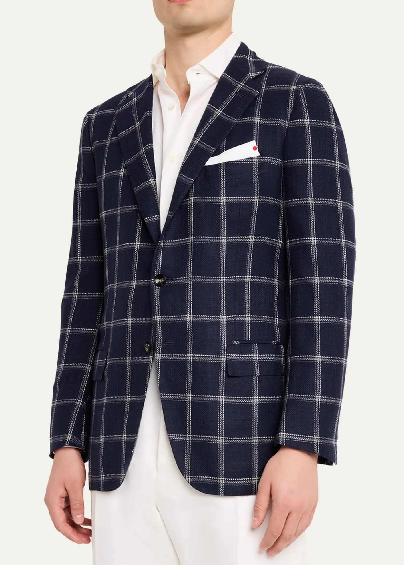 KitonMen's Windowpane Silk, Cotton and Cashmere Sport Coat