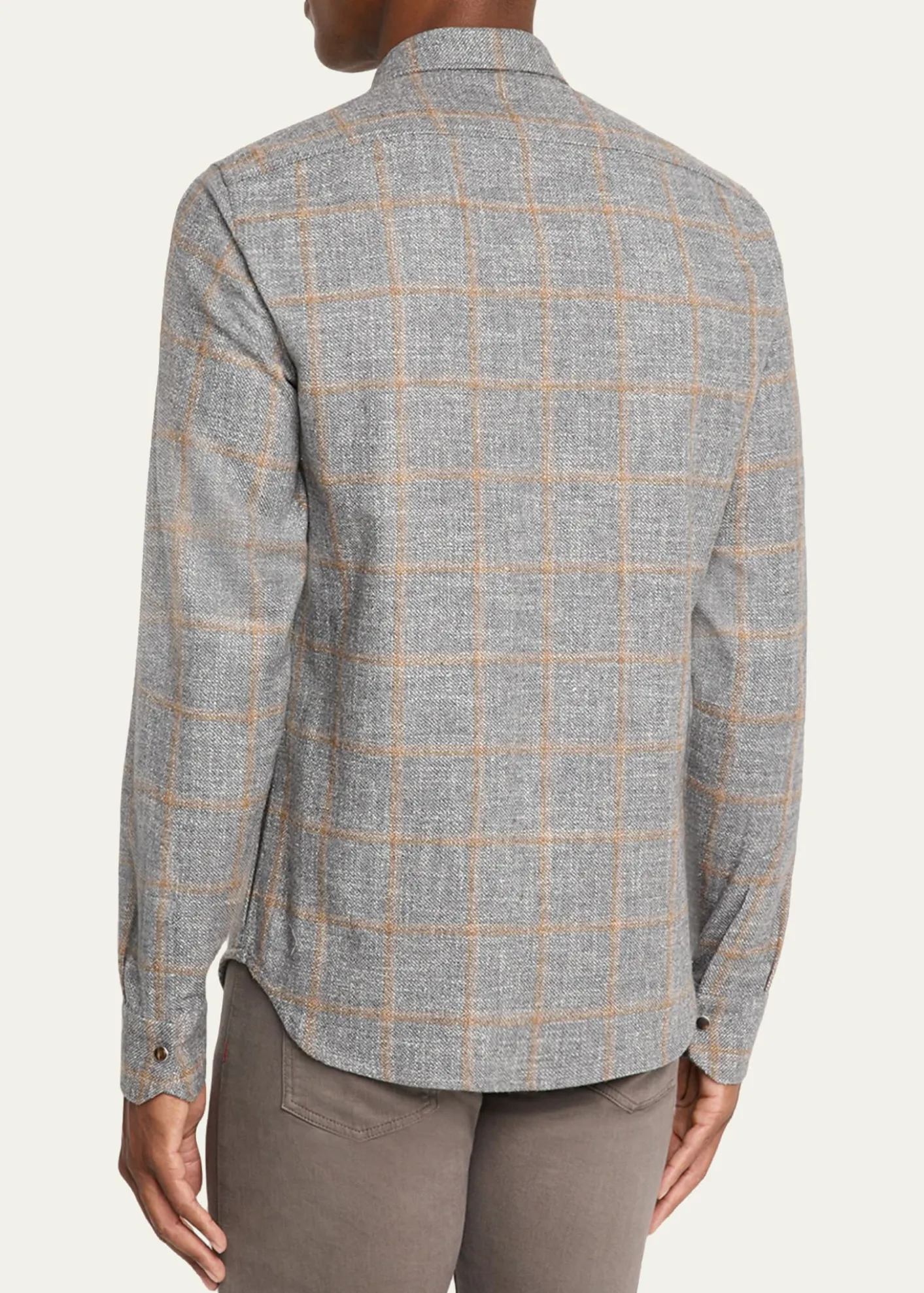 KitonMen's Windowpane Snap-Front Overshirt