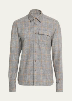 KitonMen's Windowpane Snap-Front Overshirt