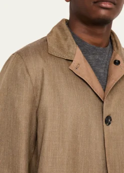 KitonMen's Wool and Silk Herringbone Reversible Raincoat