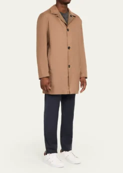 KitonMen's Wool and Silk Herringbone Reversible Raincoat