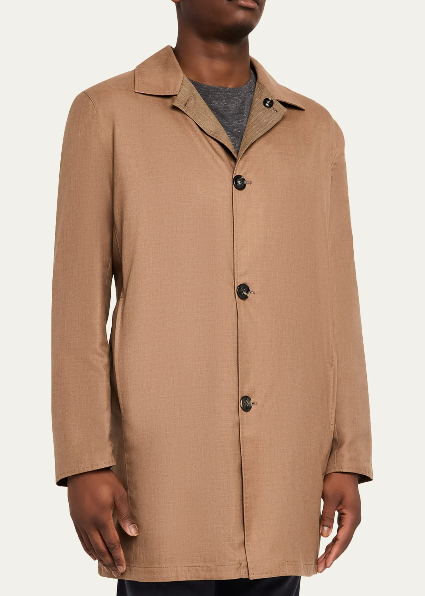 KitonMen's Wool and Silk Herringbone Reversible Raincoat