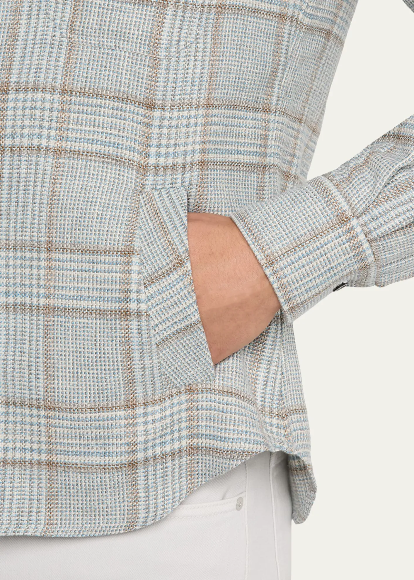 KitonMen's Wool-Blend Plaid Overshirt with Pockets