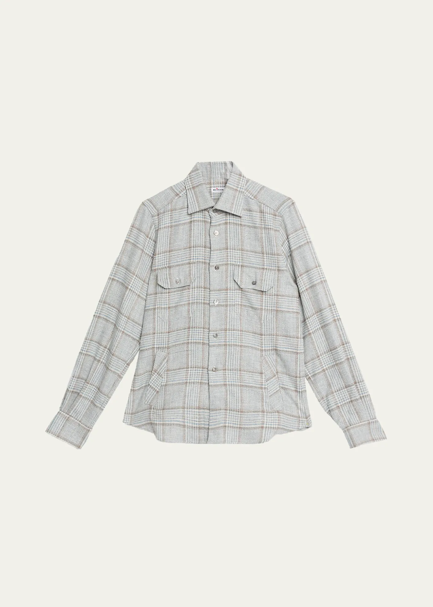 KitonMen's Wool-Blend Plaid Overshirt with Pockets