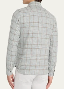 KitonMen's Wool-Blend Plaid Overshirt with Pockets