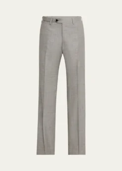 KitonMen's Wool Sharkskin Flat-Front Trousers