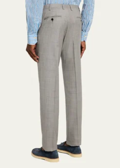KitonMen's Wool Sharkskin Flat-Front Trousers