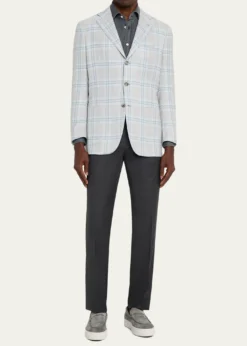 KitonMen's Wool Twill Flat-Front Trousers