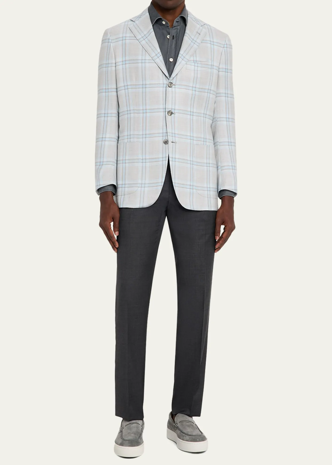 KitonMen's Wool Twill Flat-Front Trousers