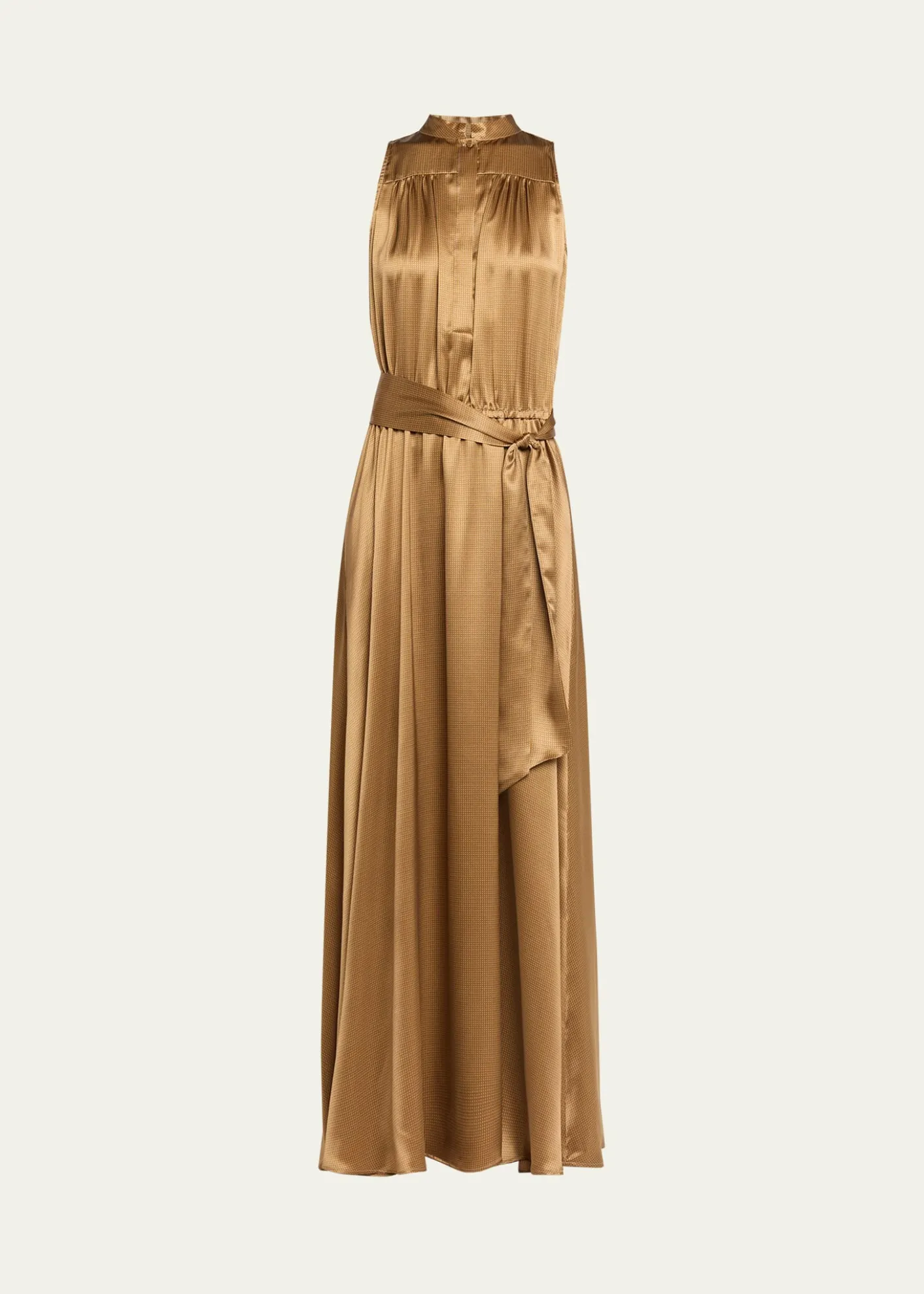 KitonSleeveless Gathered Silk Maxi Dress With Belt