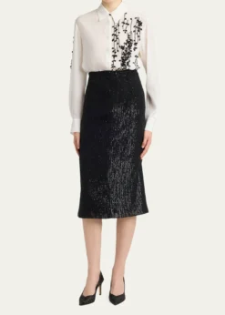 KitonStriped Sequined Midi Pencil Skirt