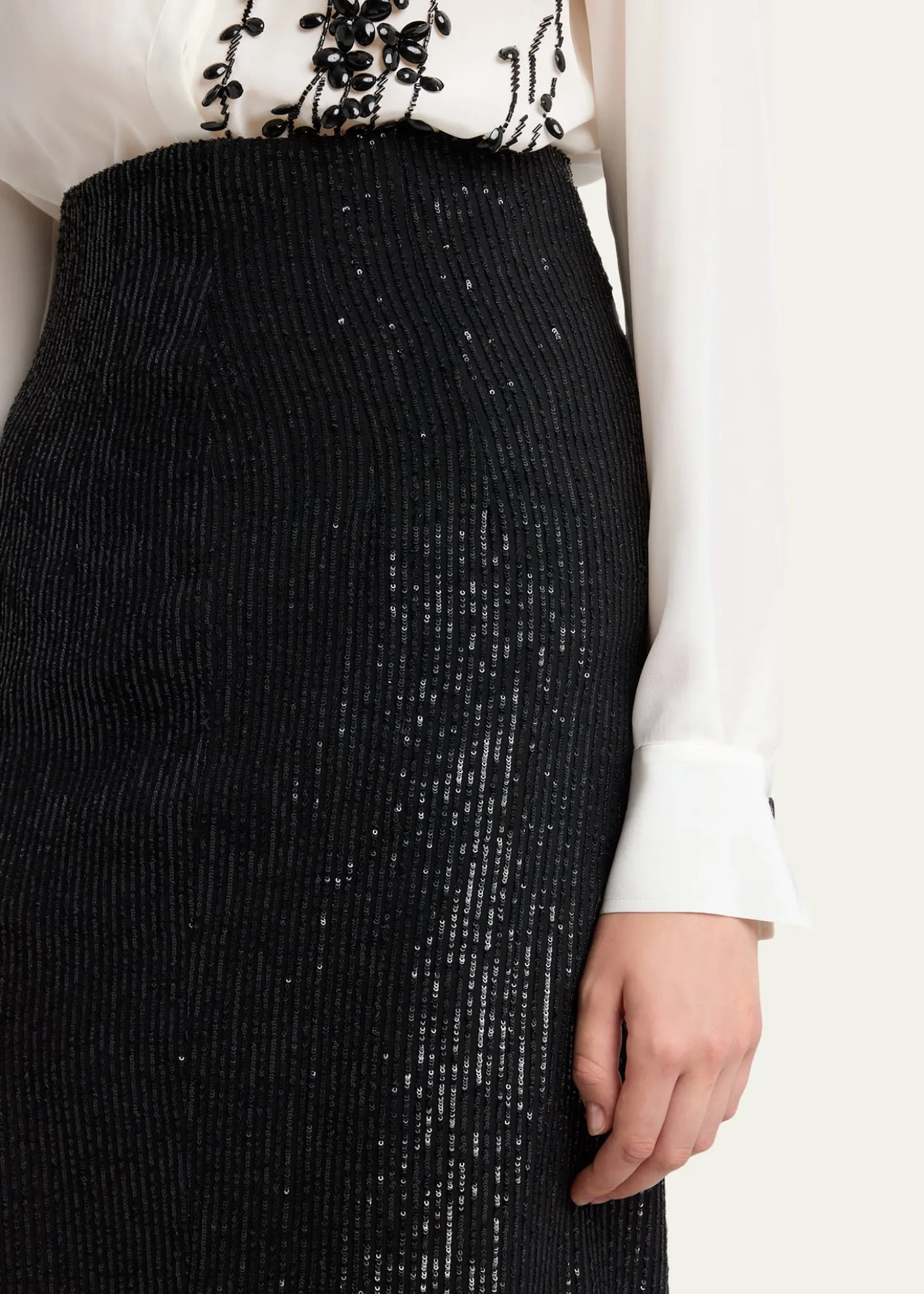 KitonStriped Sequined Midi Pencil Skirt