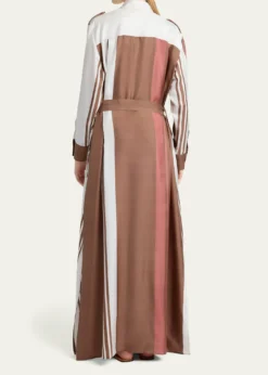 KitonStriped Silk Belted Maxi Shirtdress