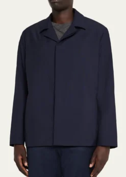 KNTMen's Wool Hidden Button-Front Bomber Jacket